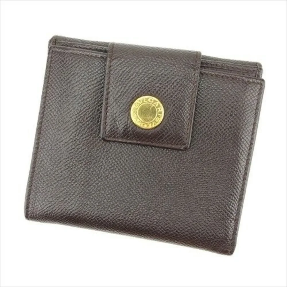 Bvlgari Wallet Purse Folding wallet Brown leather Woman Authentic Used - Picture 1 of 8